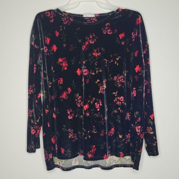 J jill velvet moody floral whimsigoth witchy long sleeve casual top medium p - Picture 1 of 6